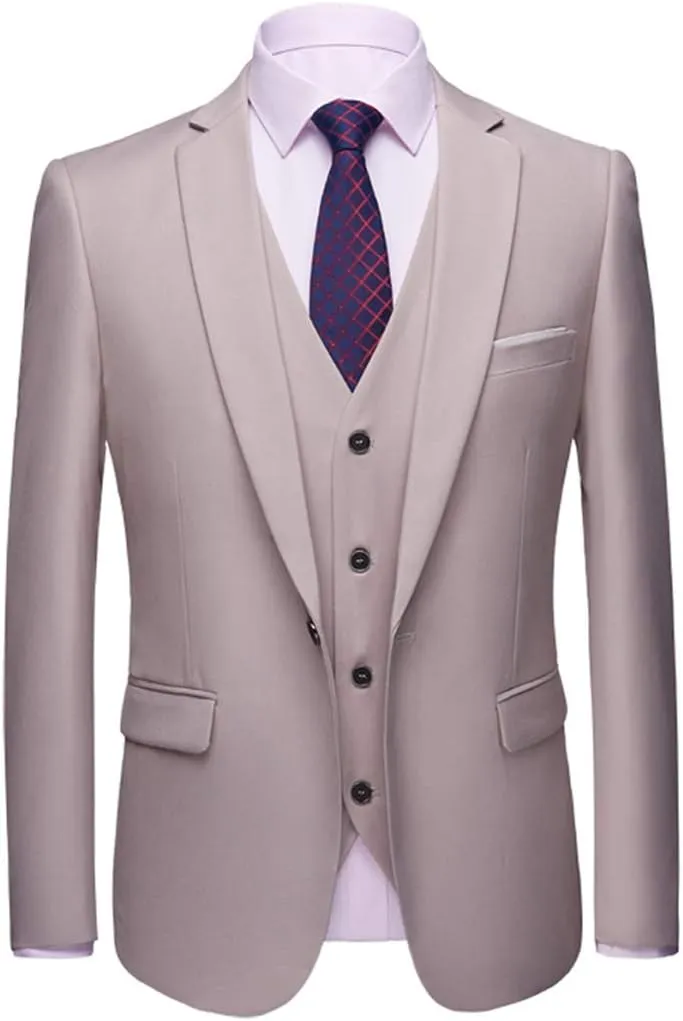 Mens 2 Piece Suits Classic Fit 1 Button Dress Suits Tuxedo Jacket Blazer for Wedding Business Dinner Prom