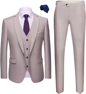 Mens 2 Piece Suits Classic Fit 1 Button Dress Suits Tuxedo Jacket Blazer for Wedding Business Dinner Prom