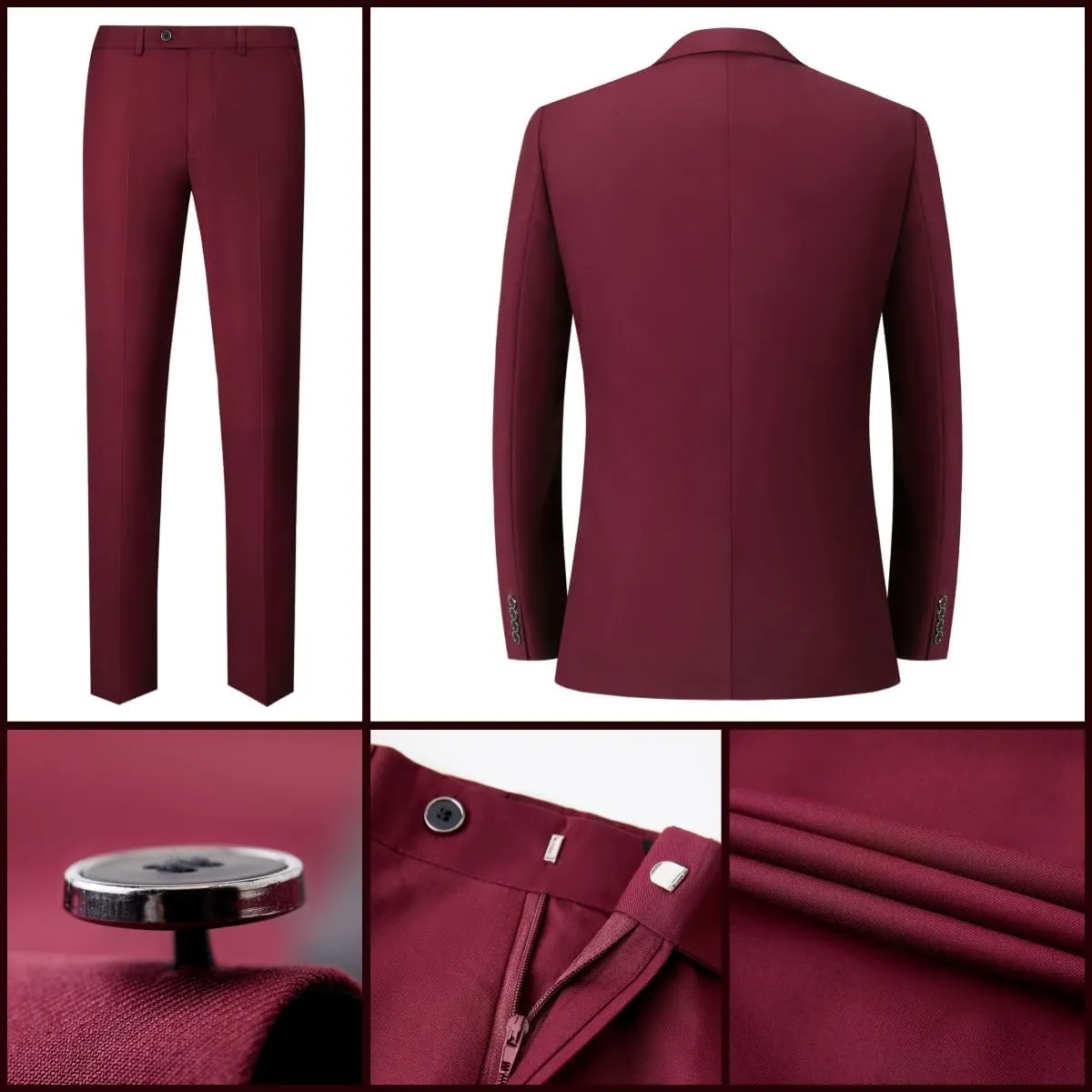 Mens 2 Piece Suits Classic Fit 1 Button Dress Suits Tuxedo Jacket Blazer for Wedding Business Dinner Prom