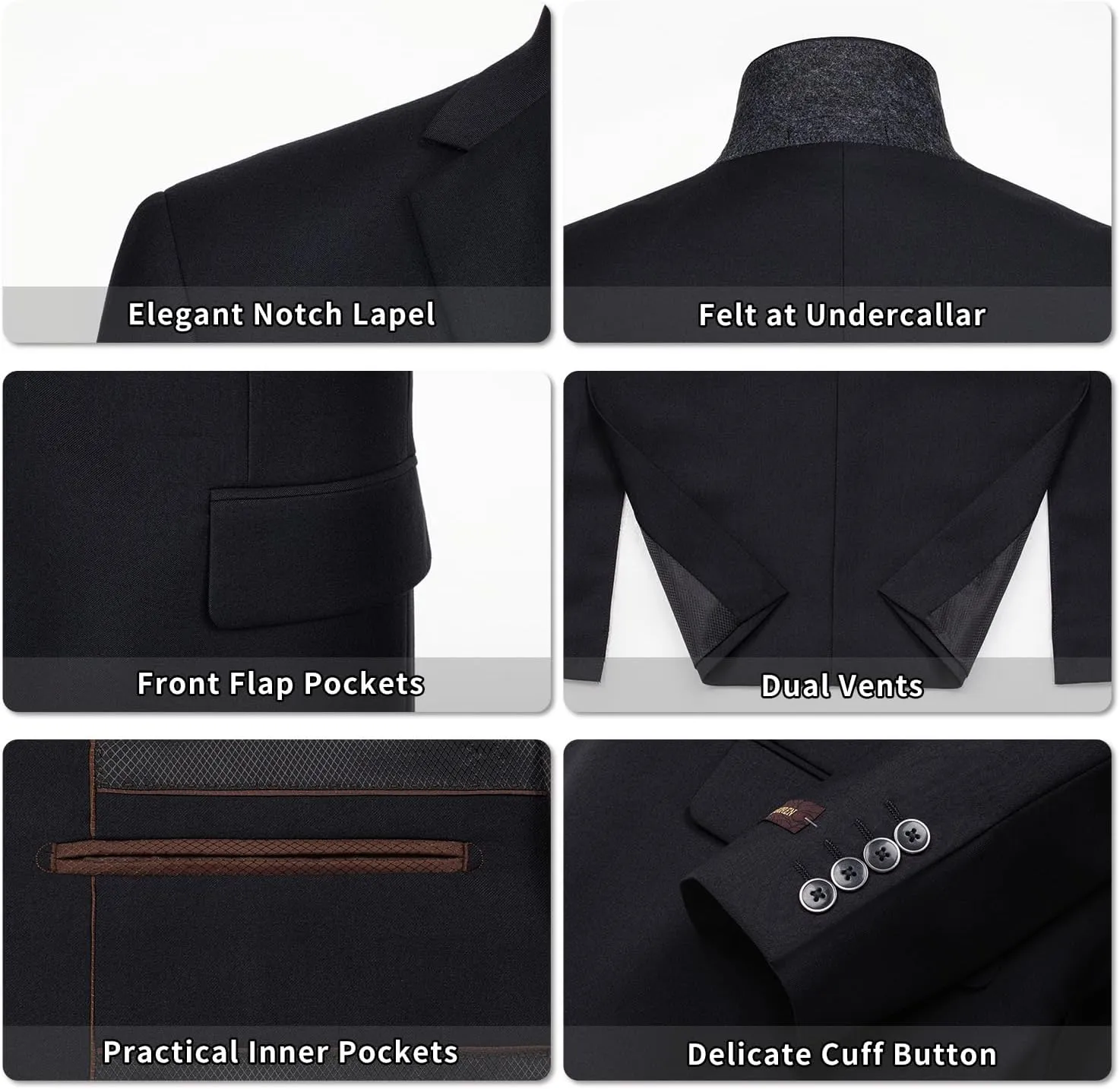 Men's 2 Piece Suits Classic Fit Single Breasted 2 Buttons Business Wedding Suit Jacket Blazer & Pleated Pants Set