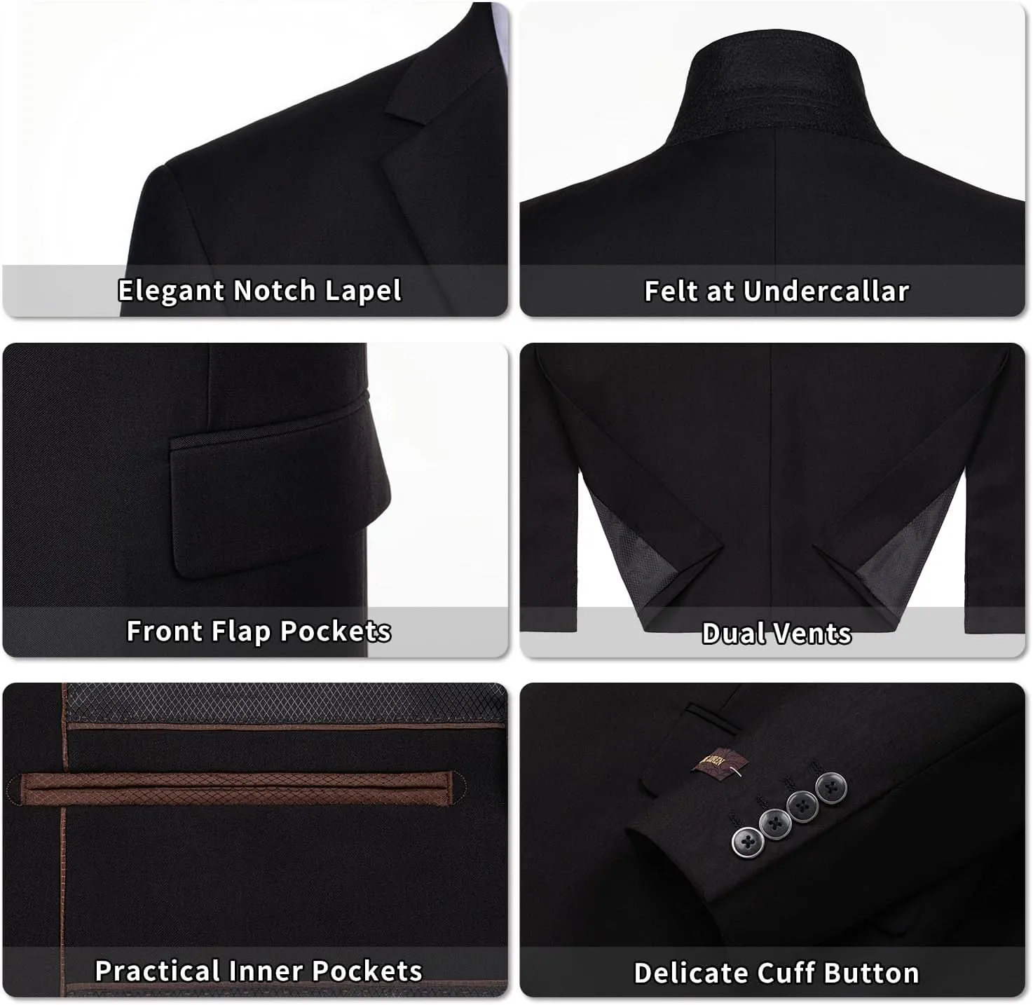 Men's 2 Piece Suits Classic Fit Single Breasted 2 Buttons Business Wedding Suit Jacket Blazer & Pleated Pants Set