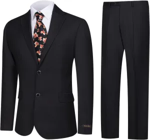 Men's 2 Piece Suits Classic Fit Single Breasted 2 Buttons Business Wedding Suit Jacket Blazer & Pleated Pants Set