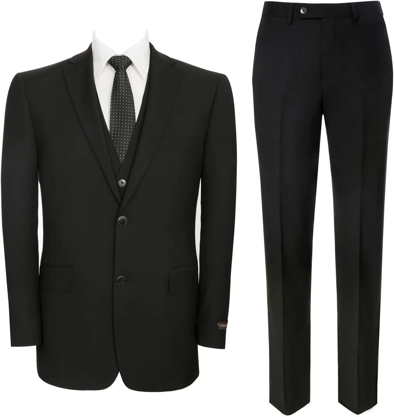 Men‘s 3 Piece Classic Fit Suit Set Two Buttons Solid Jacket Blazer Hidden Expandable Waist Pants & Vest