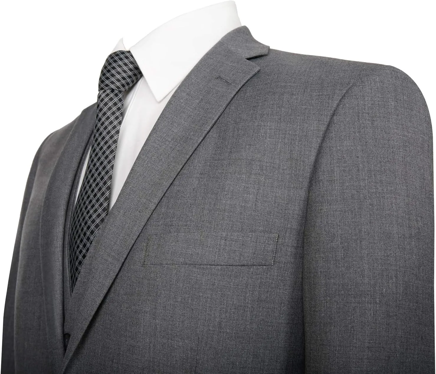Men‘s 3 Piece Classic Fit Suit Set Two Buttons Solid Jacket Blazer Hidden Expandable Waist Pants & Vest