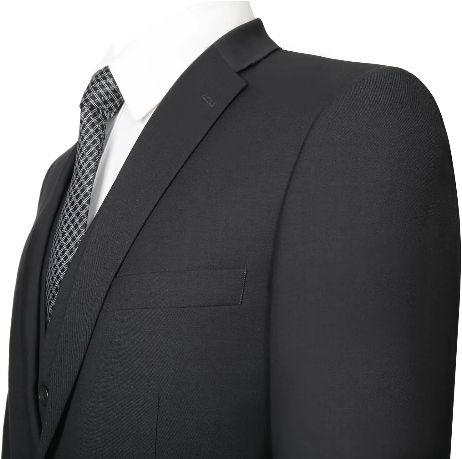 Men‘s 3 Piece Classic Fit Suit Set Two Buttons Solid Jacket Blazer Hidden Expandable Waist Pants & Vest