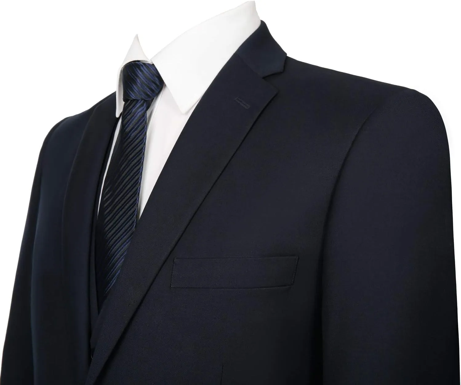 Men‘s 3 Piece Classic Fit Suit Set Two Buttons Solid Jacket Blazer Hidden Expandable Waist Pants & Vest