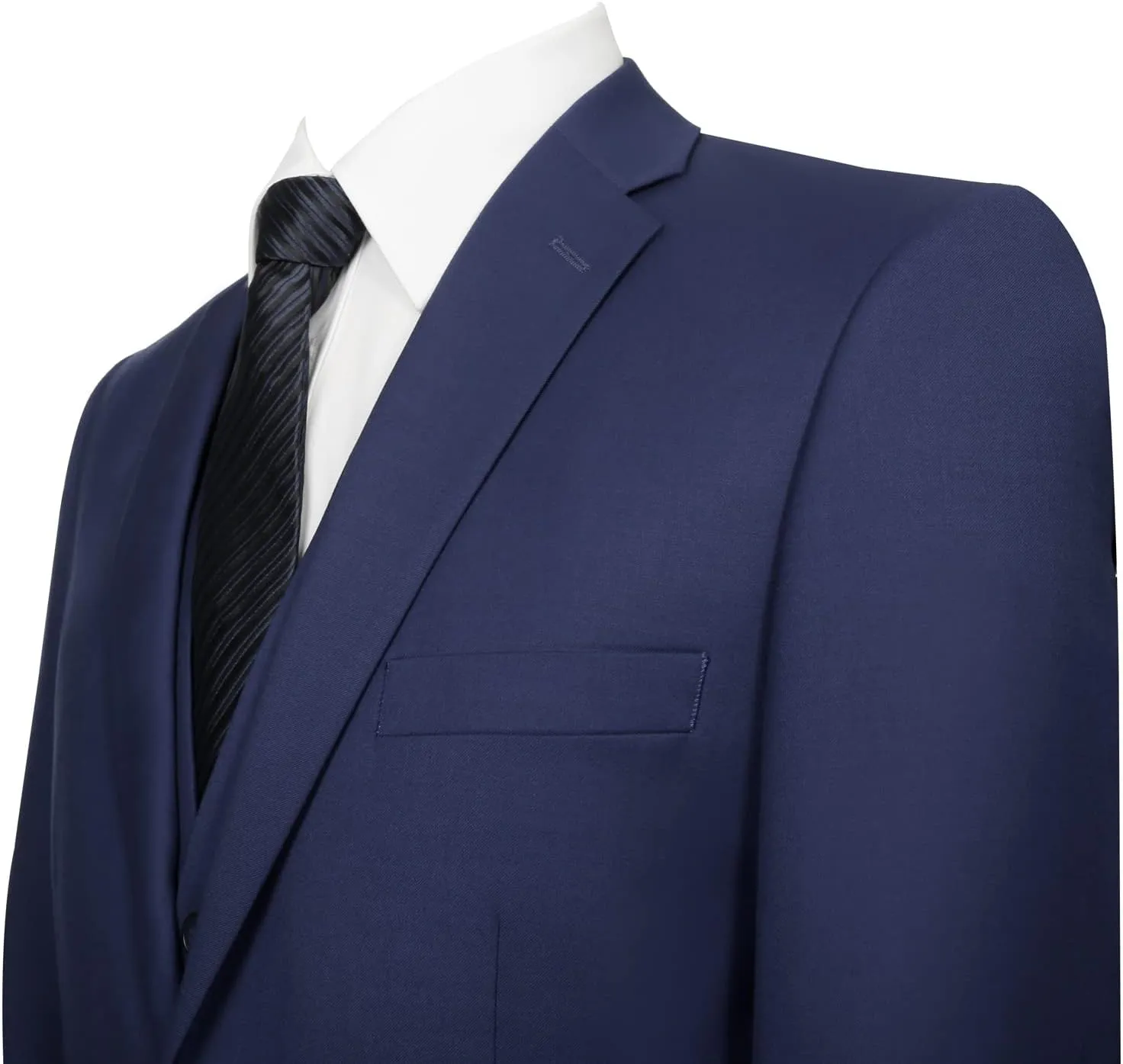 Men‘s 3 Piece Classic Fit Suit Set Two Buttons Solid Jacket Blazer Hidden Expandable Waist Pants & Vest