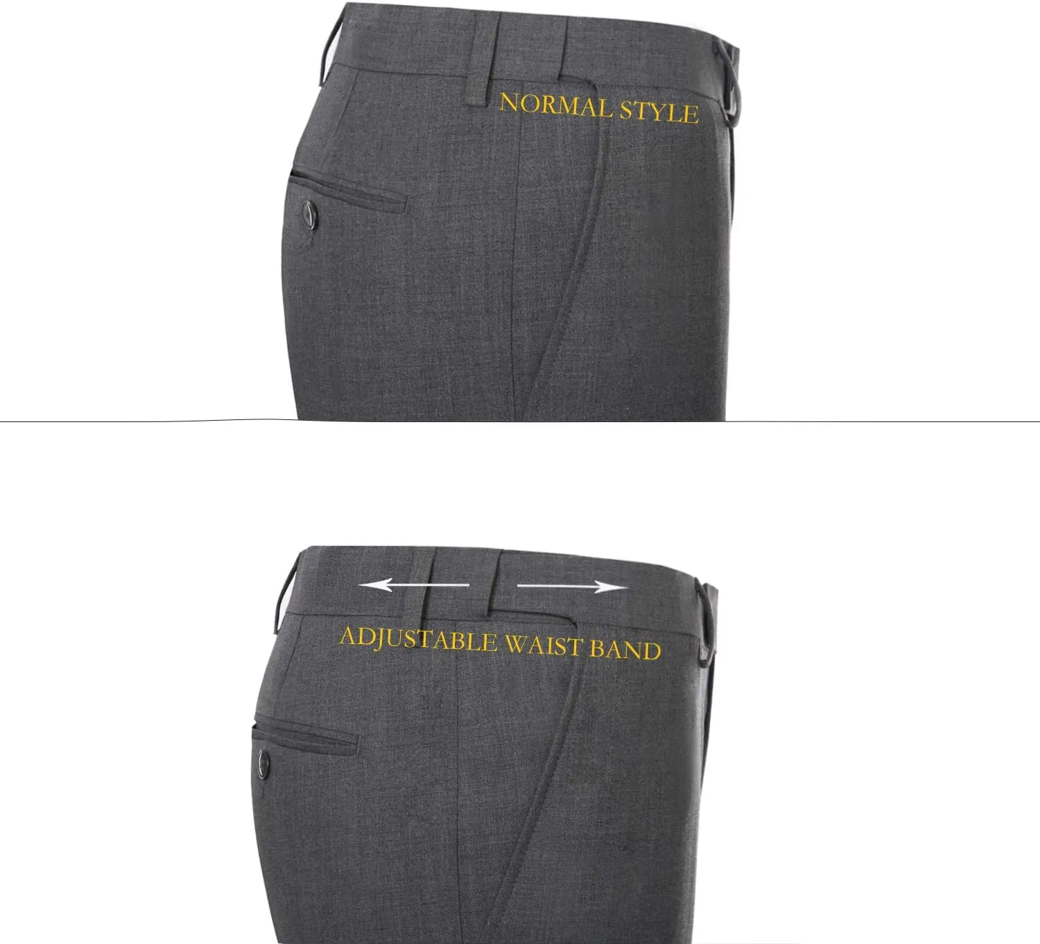 Men‘s 3 Piece Classic Fit Suit Set Two Buttons Solid Jacket Blazer Hidden Expandable Waist Pants & Vest