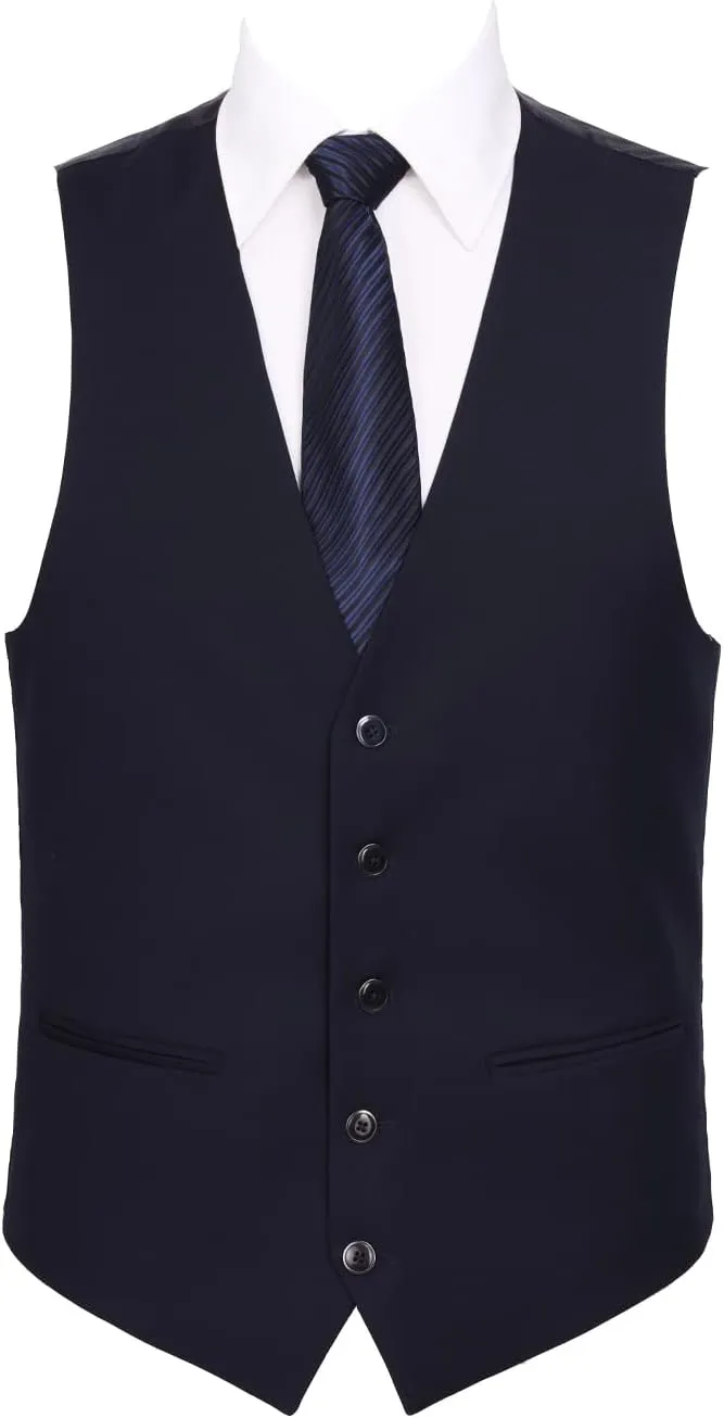 Men‘s 3 Piece Classic Fit Suit Set Two Buttons Solid Jacket Blazer Hidden Expandable Waist Pants & Vest