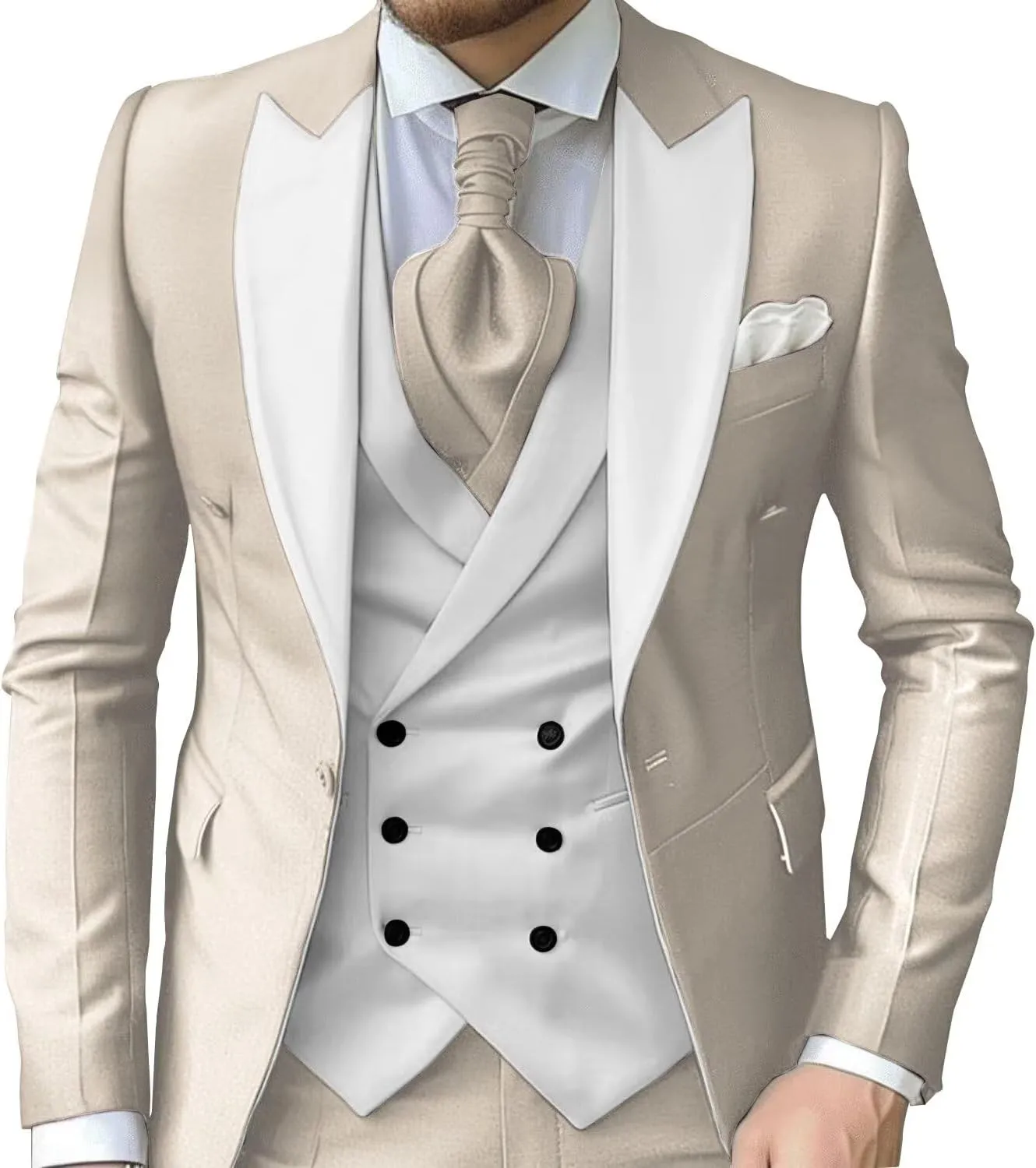 Mens 3 Piece Suits Slim Fit Tuxedo for Men Wedding Prom Suits Fashion Formal