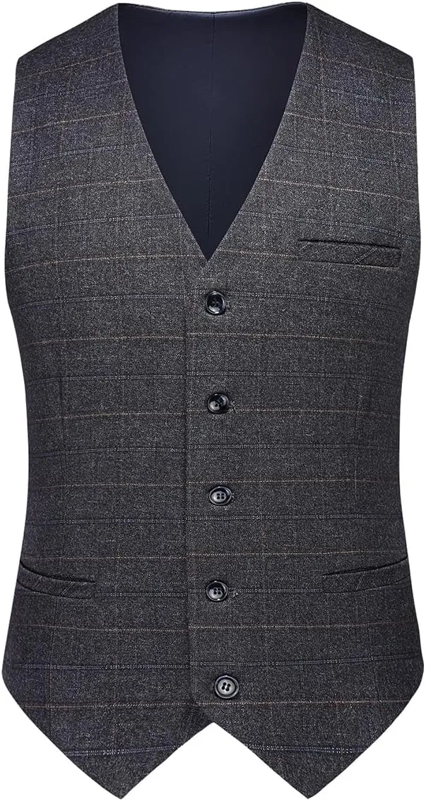 Mens 3 Piece Suits Slim Fit Tweed Suit Plaid Slim Fit Suits for Men One Button Suit Tuxedo Set