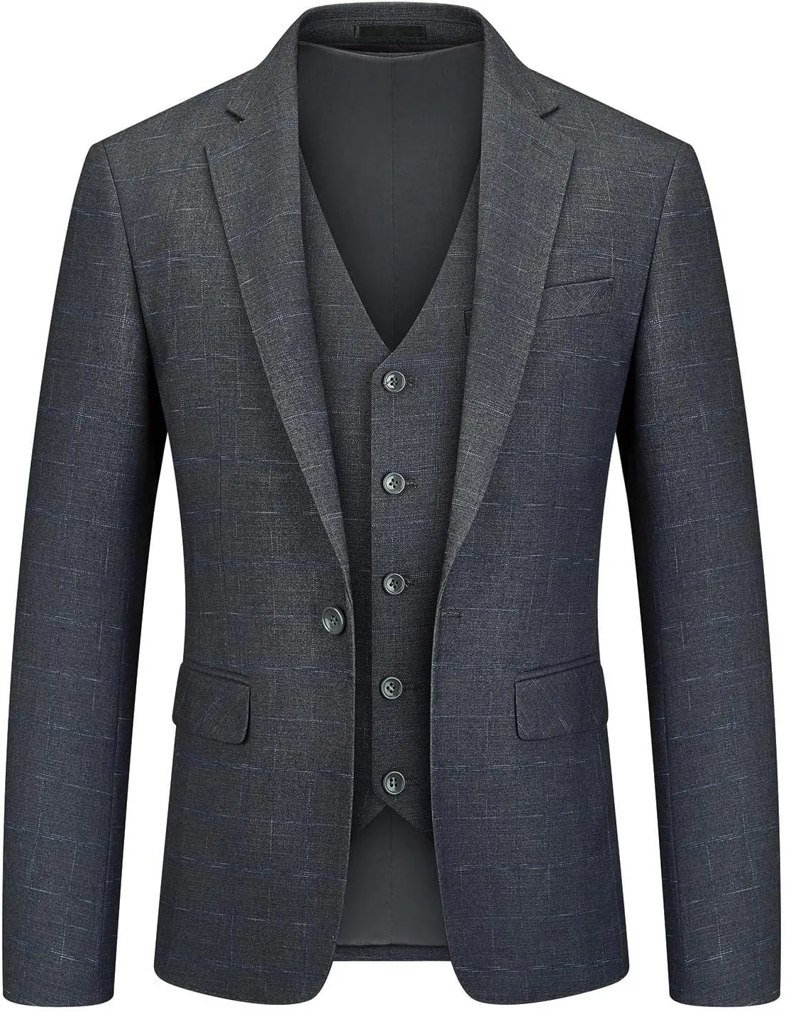 Mens 3 Piece Suits Slim Fit Tweed Suit Plaid Slim Fit Suits for Men One Button Suit Tuxedo Set