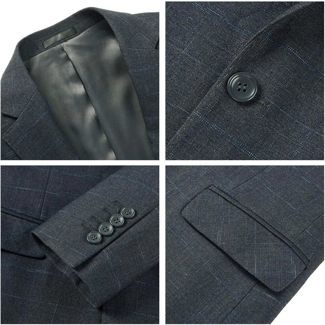 Mens 3 Piece Suits Slim Fit Tweed Suit Plaid Slim Fit Suits for Men One Button Suit Tuxedo Set