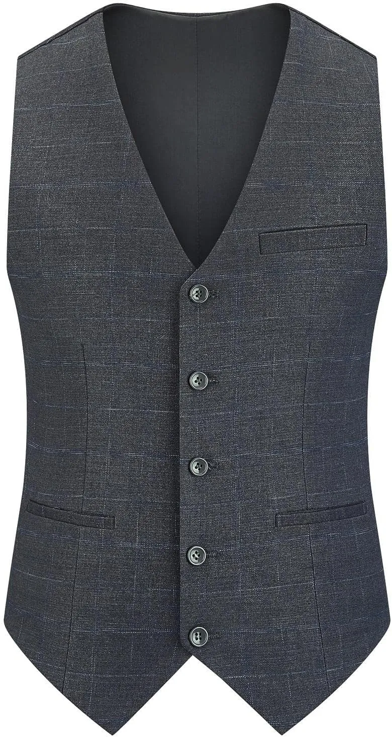 Mens 3 Piece Suits Slim Fit Tweed Suit Plaid Slim Fit Suits for Men One Button Suit Tuxedo Set