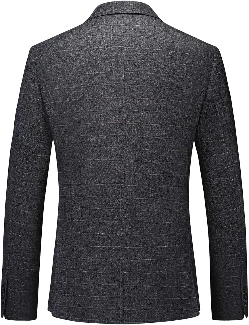 Mens 3 Piece Suits Slim Fit Tweed Suit Plaid Slim Fit Suits for Men One Button Suit Tuxedo Set