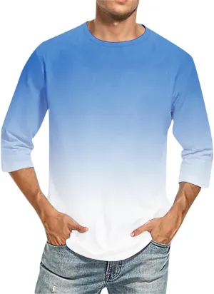 Men's 3/4 Sleeve Casual Raglan Jersey Baseball Tee Shirt Big and Tall Moiture Wicking Slim Fit T-Shirt Henley Shirts