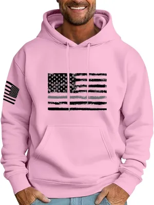 Men's Big and Tall Hoodie Causal Long Sleeve Drawstring Hooded Sweatshirts Trendy American Flag Print Pullover Tops