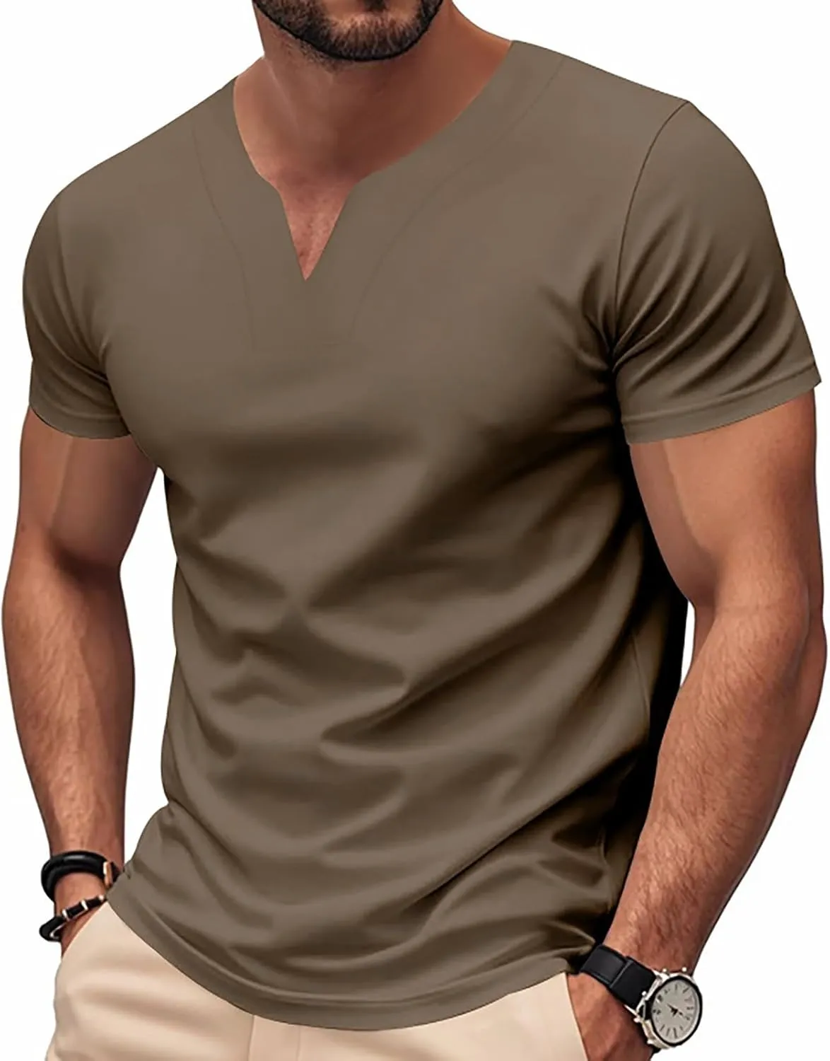 Mens Big and Tall V Neck T Shirts Relaxed Fit Sports Workout Fitness Tee Shirt Summer Streetwear Athletic Hiking Tops