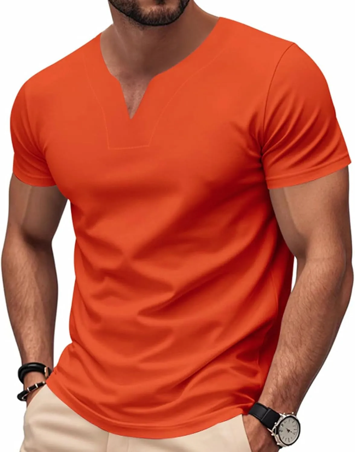 Mens Big and Tall V Neck T Shirts Relaxed Fit Sports Workout Fitness Tee Shirt Summer Streetwear Athletic Hiking Tops