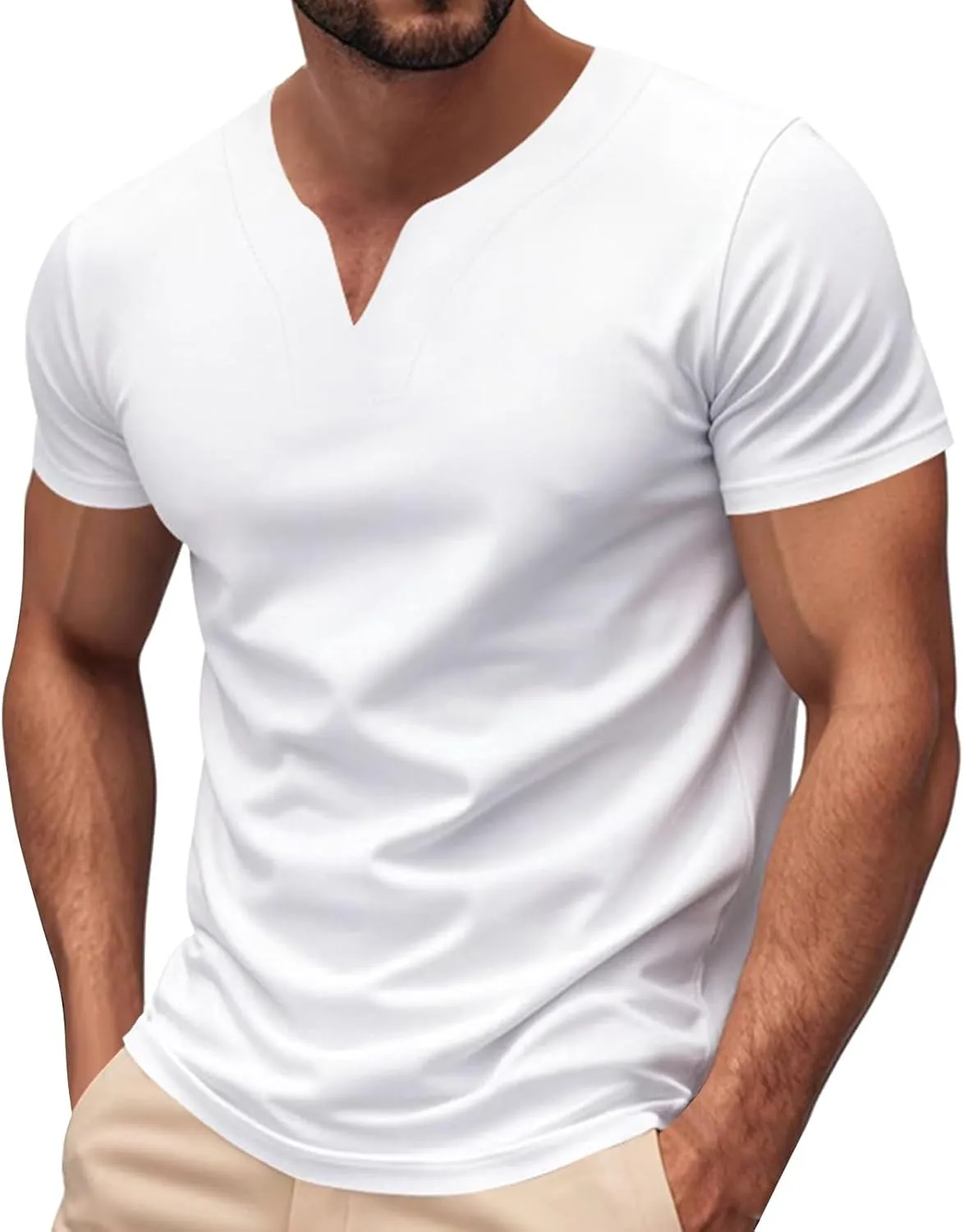Mens Big and Tall V Neck T Shirts Relaxed Fit Sports Workout Fitness Tee Shirt Summer Streetwear Athletic Hiking Tops