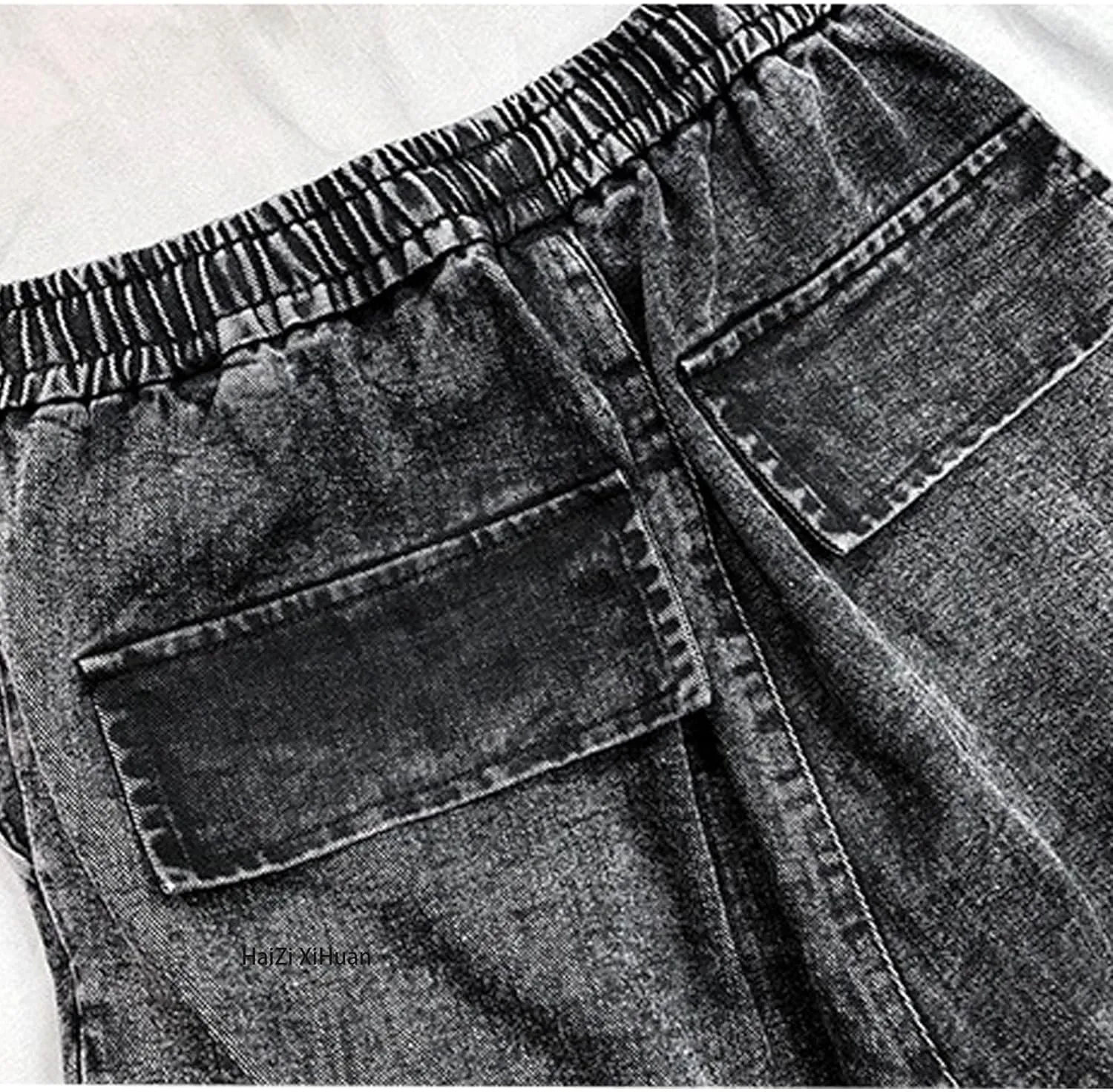 Men's Black Jeans Japanese Street Fashion Pants Vintage Casual Pants Multi Pocket Harem Cargo Pants Rave Pants