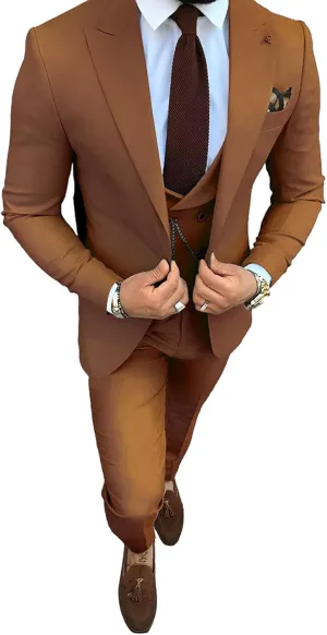 Mens Business Suits Slim Fit 3 Piece Blazer Vest Pants Wedding Prom Suits Set