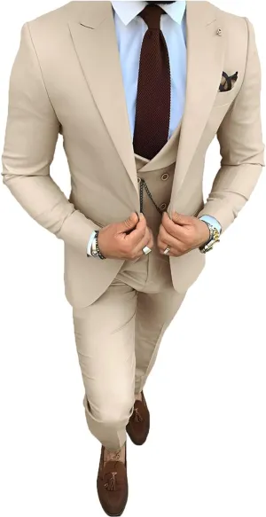 Mens Business Suits Slim Fit 3 Piece Blazer Vest Pants Wedding Prom Suits Set