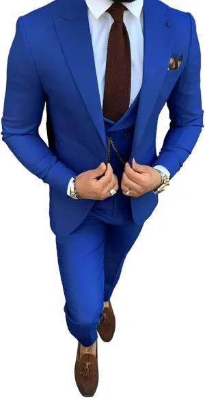 Mens Business Suits Slim Fit 3 Piece Blazer Vest Pants Wedding Prom Suits Set