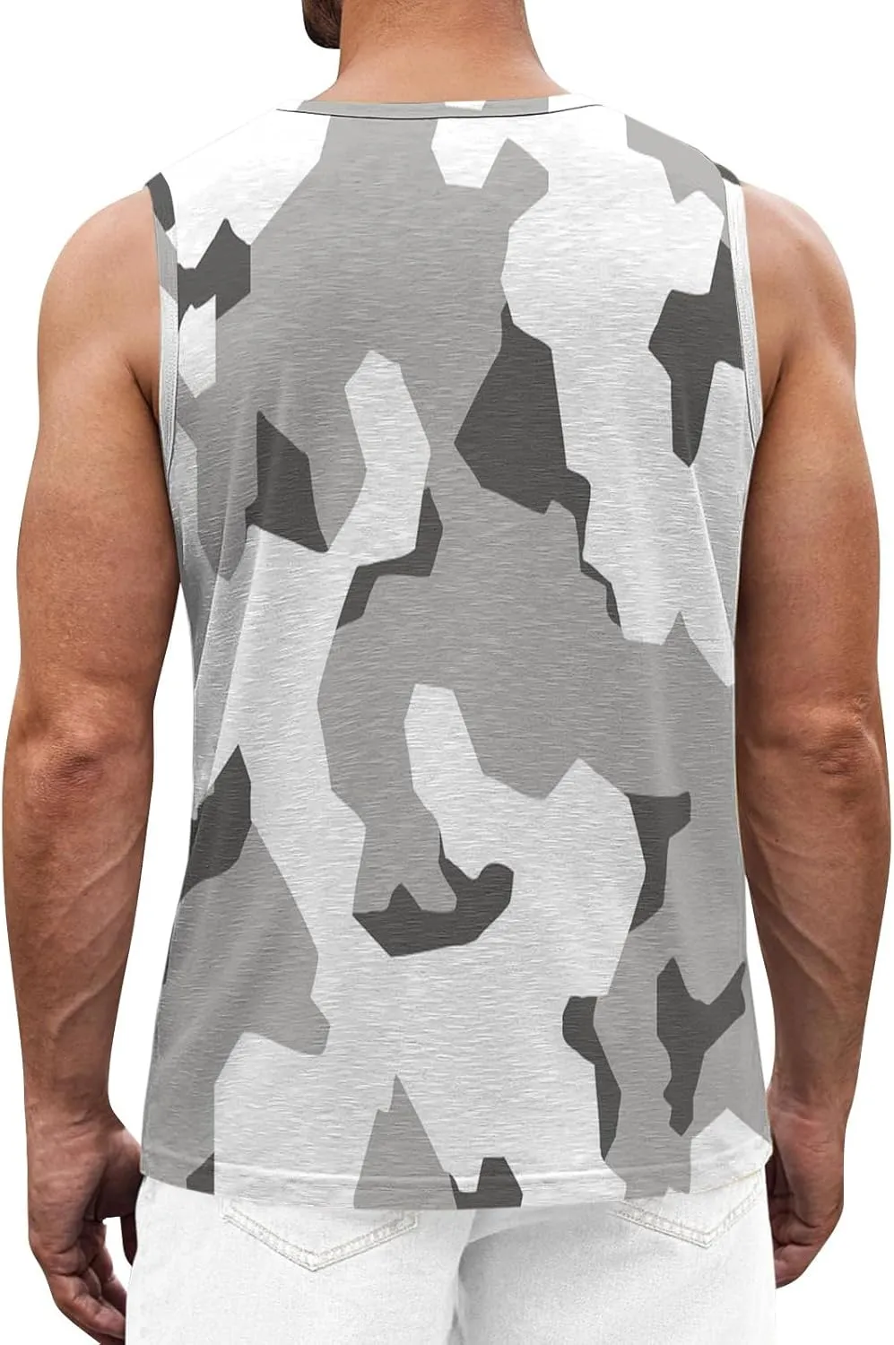 Men's Camo Print Tank Tops Big and Tall Camouflage Wild Sleeveless Vests Drying Athletic Sports Workout Muscle Shirts