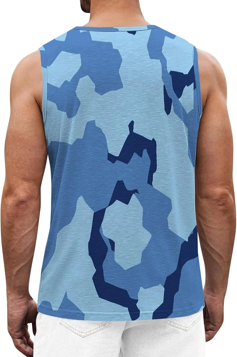 Men's Camo Print Tank Tops Big and Tall Camouflage Wild Sleeveless Vests Drying Athletic Sports Workout Muscle Shirts