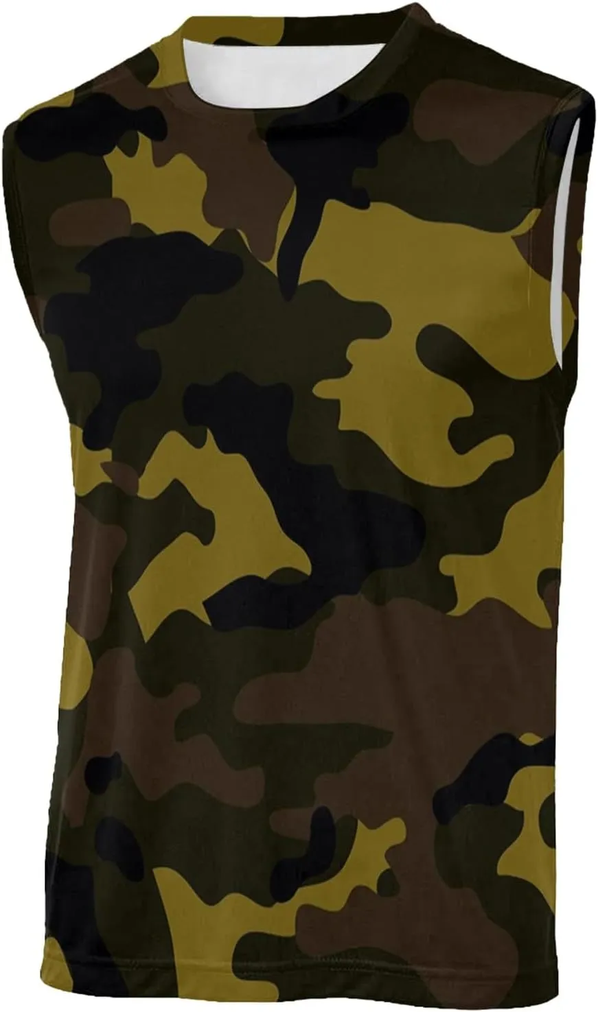 Men's Camo Print Tank Tops Big and Tall Camouflage Wild Sleeveless Vests Drying Athletic Sports Workout Muscle Shirts