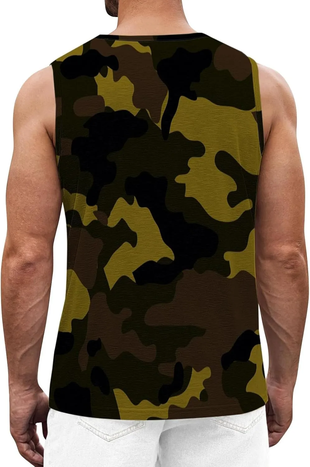 Men's Camo Print Tank Tops Big and Tall Camouflage Wild Sleeveless Vests Drying Athletic Sports Workout Muscle Shirts