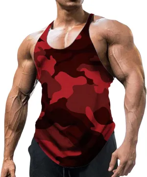 Men's Camo Workout Tank Tops Athletic Sleeveless Muscle Cut Off Shirt Vests Gym Fitness Bodybuilding Quick Dry T-Shirt