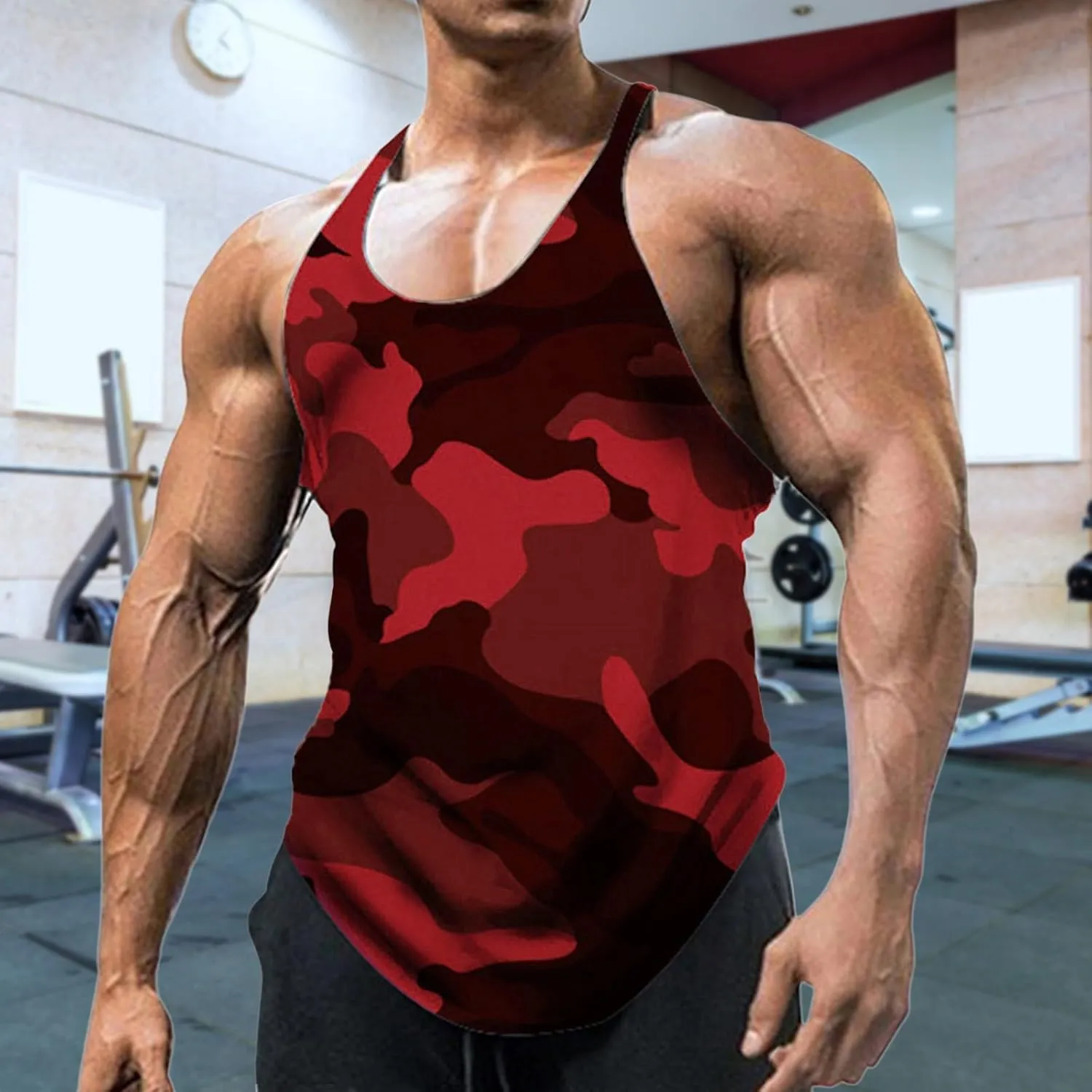 Men's Camo Workout Tank Tops Athletic Sleeveless Muscle Cut Off Shirt Vests Gym Fitness Bodybuilding Quick Dry T-Shirt
