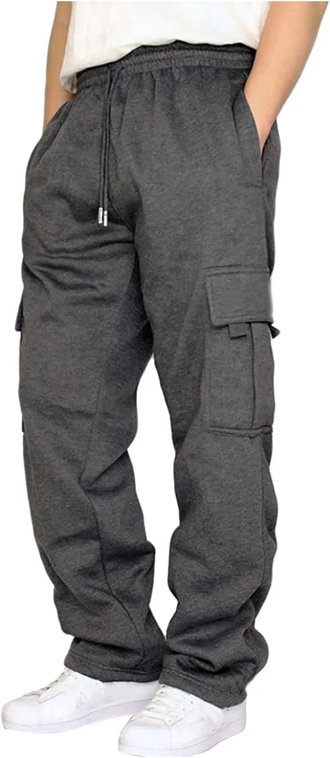 Mens Cargo Sweatpants Overalls Casual Pocket Sport Work Casual Trouser Pants Trousers Straight Leg Joggers