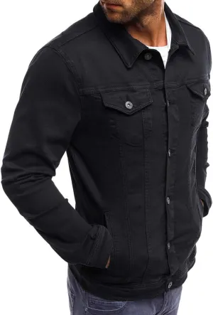 Mens Casual Denim Coats Vintage Distressed Washed Moto Bike Jean Jacket Classic Button Down Trucker Denim Jackets
