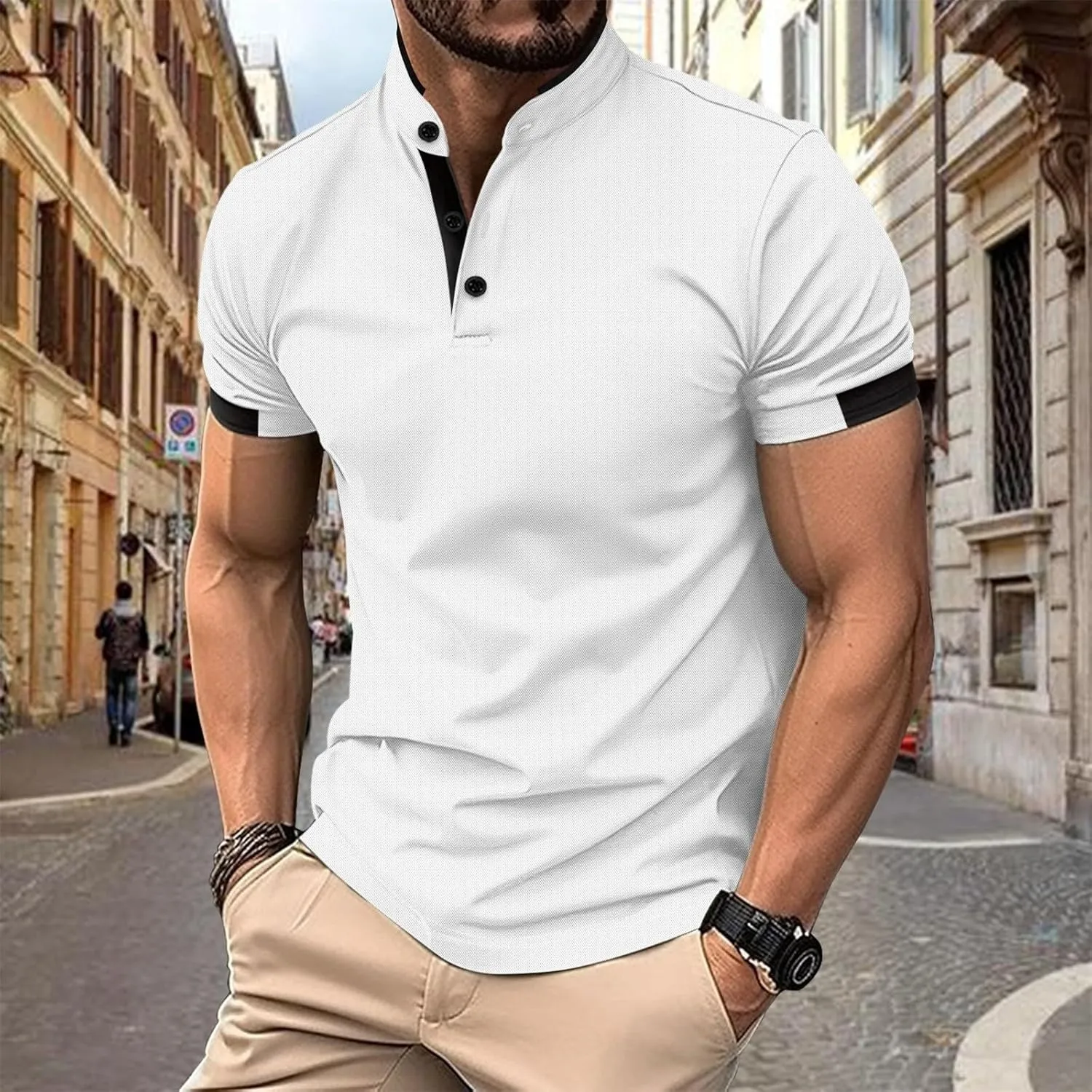 Mens Casual Golf Shirts 2025 Stylish Moisture Wicking Performance Short Sleeve Pique Polo Shirt Classic Office Tops