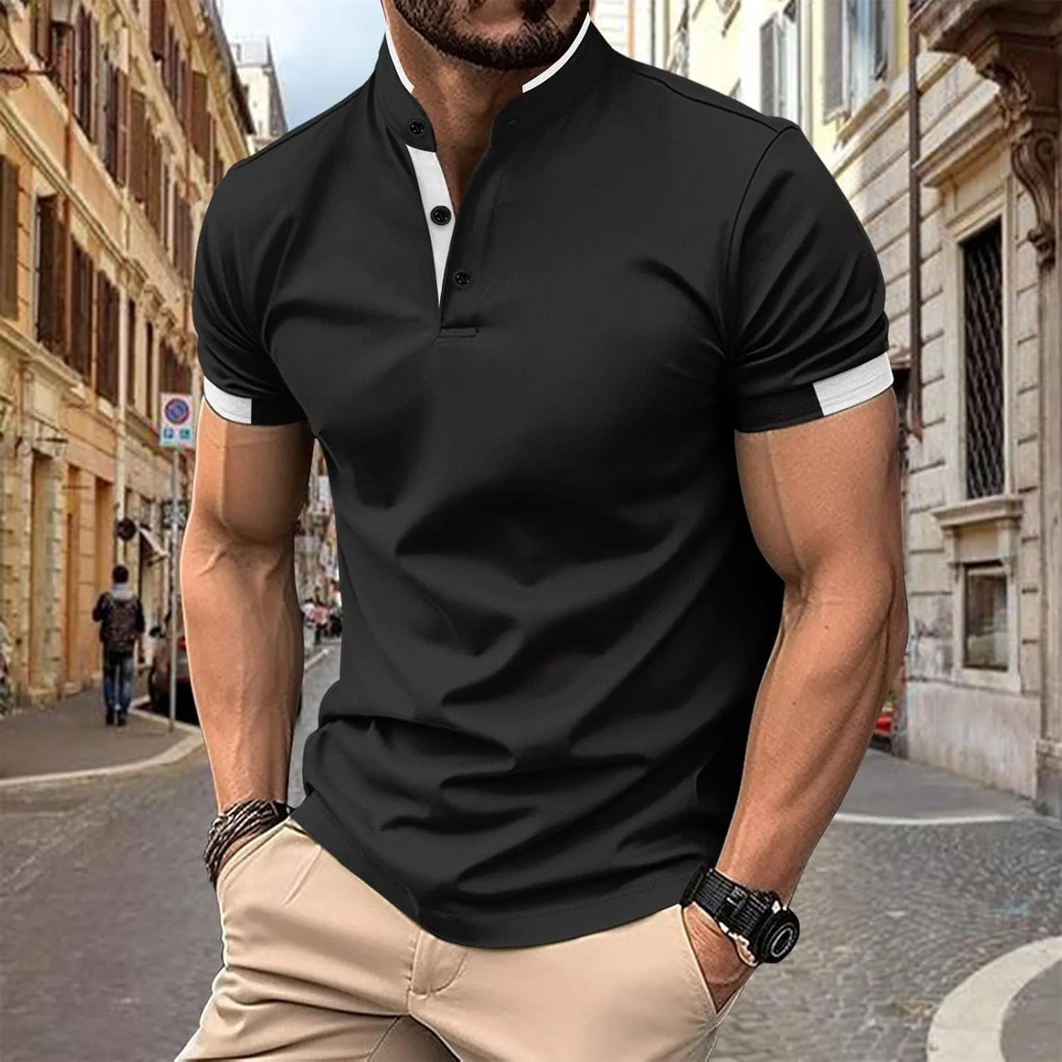 Mens Casual Golf Shirts 2025 Stylish Moisture Wicking Performance Short Sleeve Pique Polo Shirt Classic Office Tops