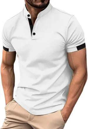 Mens Casual Golf Shirts 2025 Stylish Moisture Wicking Performance Short Sleeve Pique Polo Shirt Classic Office Tops