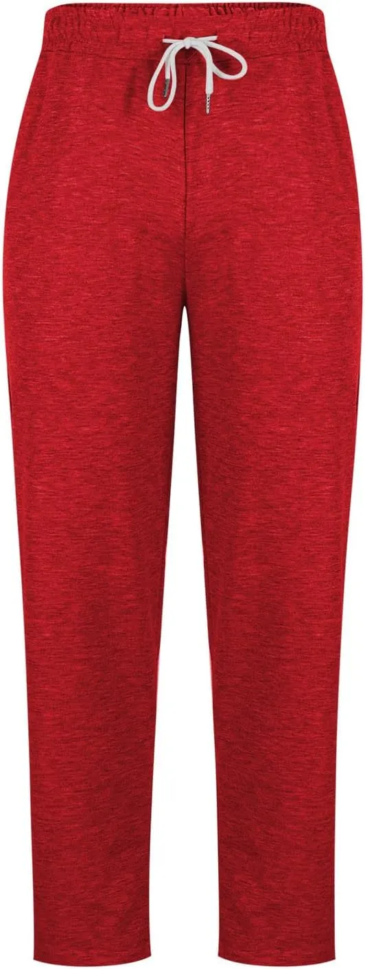 Men's Casual Pants Elastic Waist Drawstring Joggers Sports Pants Lightweight Loose Fit Straight Trousers with Pockets