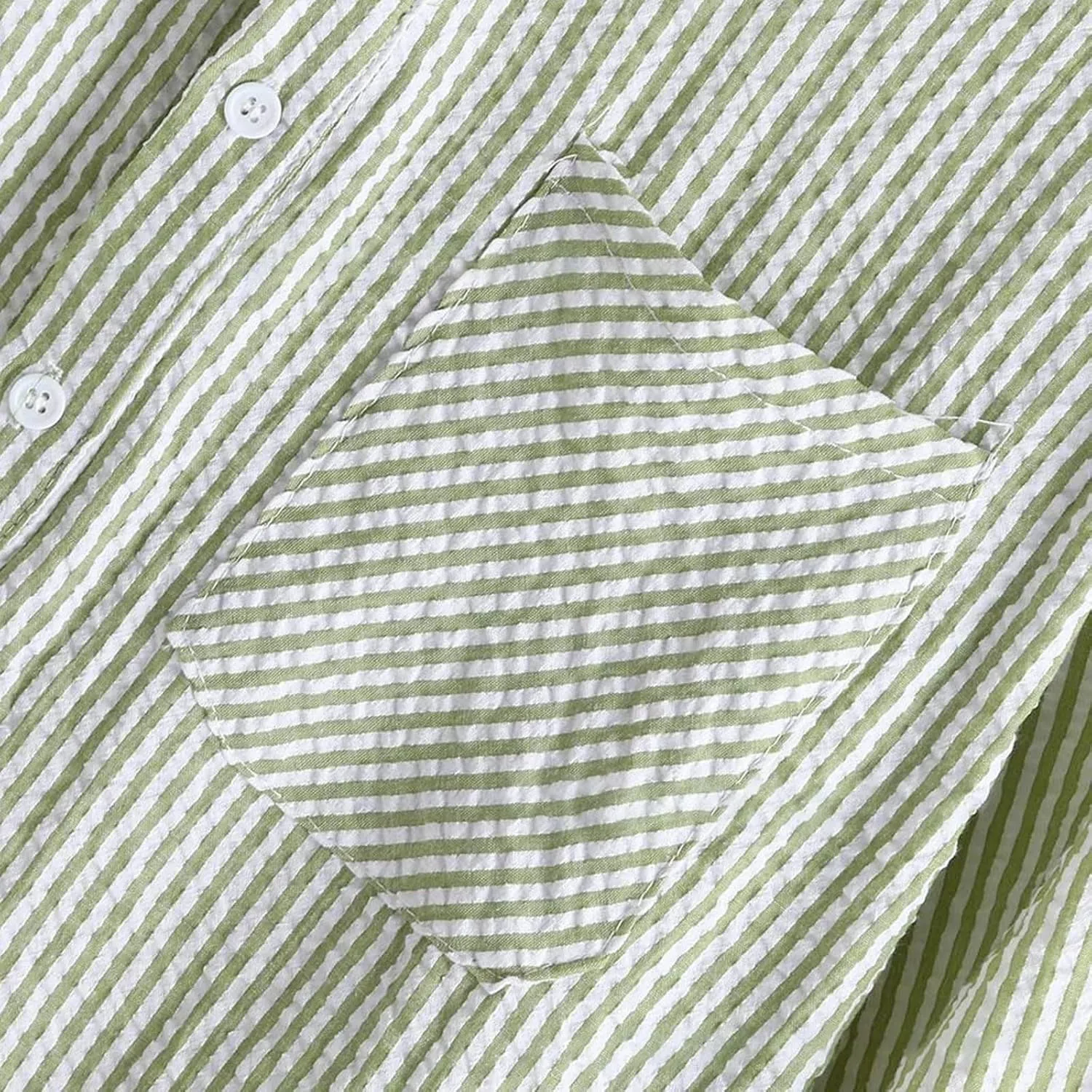 Mens Casual Shirts Striped Linen Roll-Up Long Sleeve V Neck Button Down T Shirt Classic Fit Summer Spring Shirt
