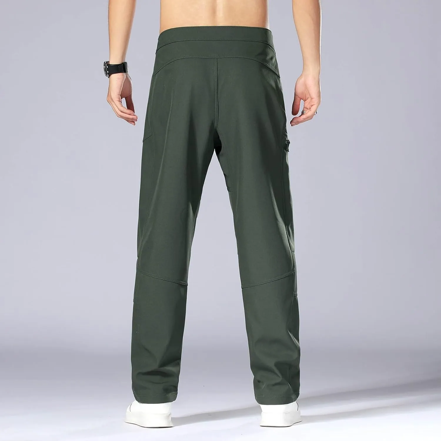 Men's Casual Sports Pants Loose Fit Elastic Waist Patchwork Sweatpants Pants Lightweight Solid Straight Trousers