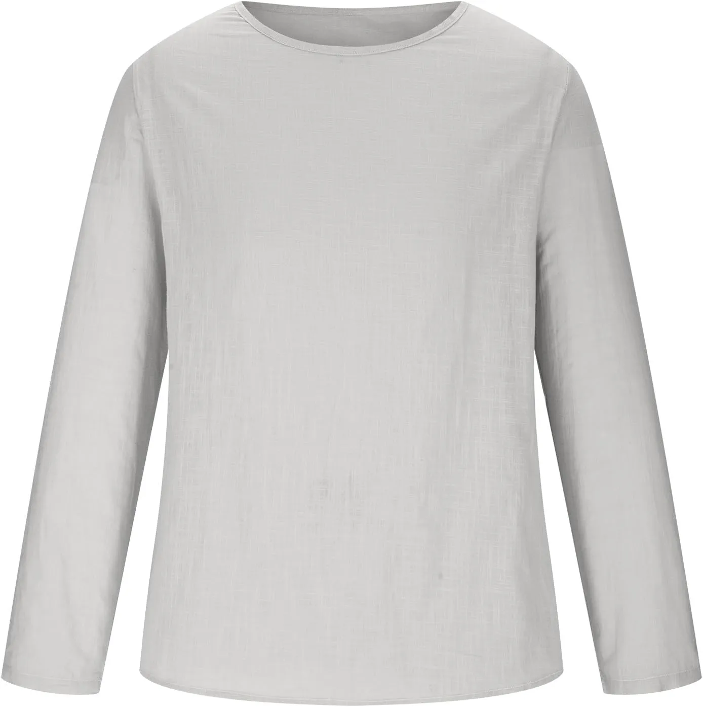 Men's Cotton Linen Long Sleeve T Shirts Summer Casual Crewneck Beach Yoga Pullover Tops Solid Hippie Tee Shirt Relaxed Fit