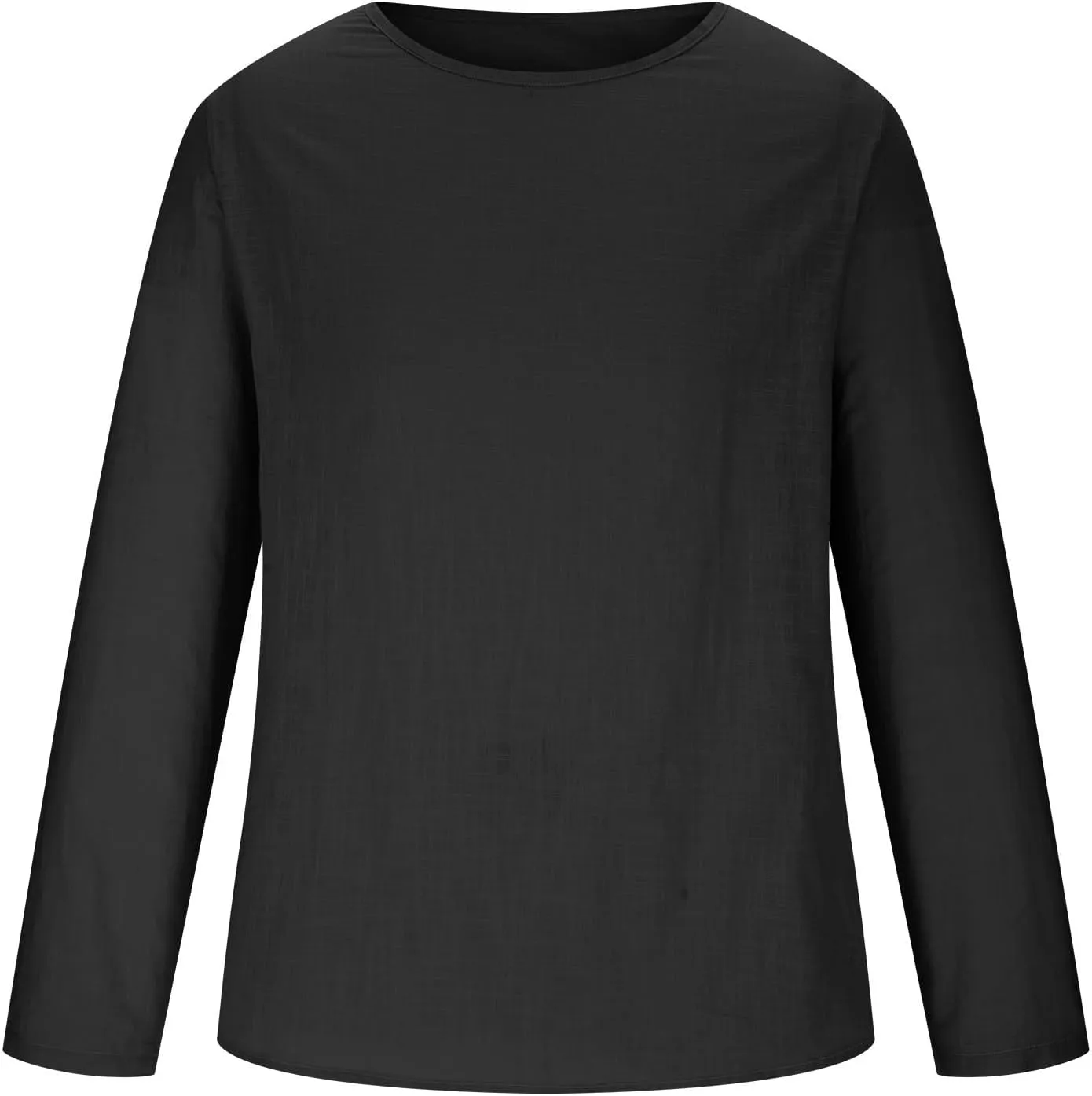 Men's Cotton Linen Long Sleeve T Shirts Summer Casual Crewneck Beach Yoga Pullover Tops Solid Hippie Tee Shirt Relaxed Fit