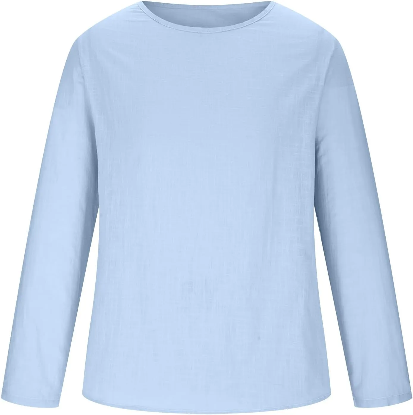 Men's Cotton Linen Long Sleeve T Shirts Summer Casual Crewneck Beach Yoga Pullover Tops Solid Hippie Tee Shirt Relaxed Fit