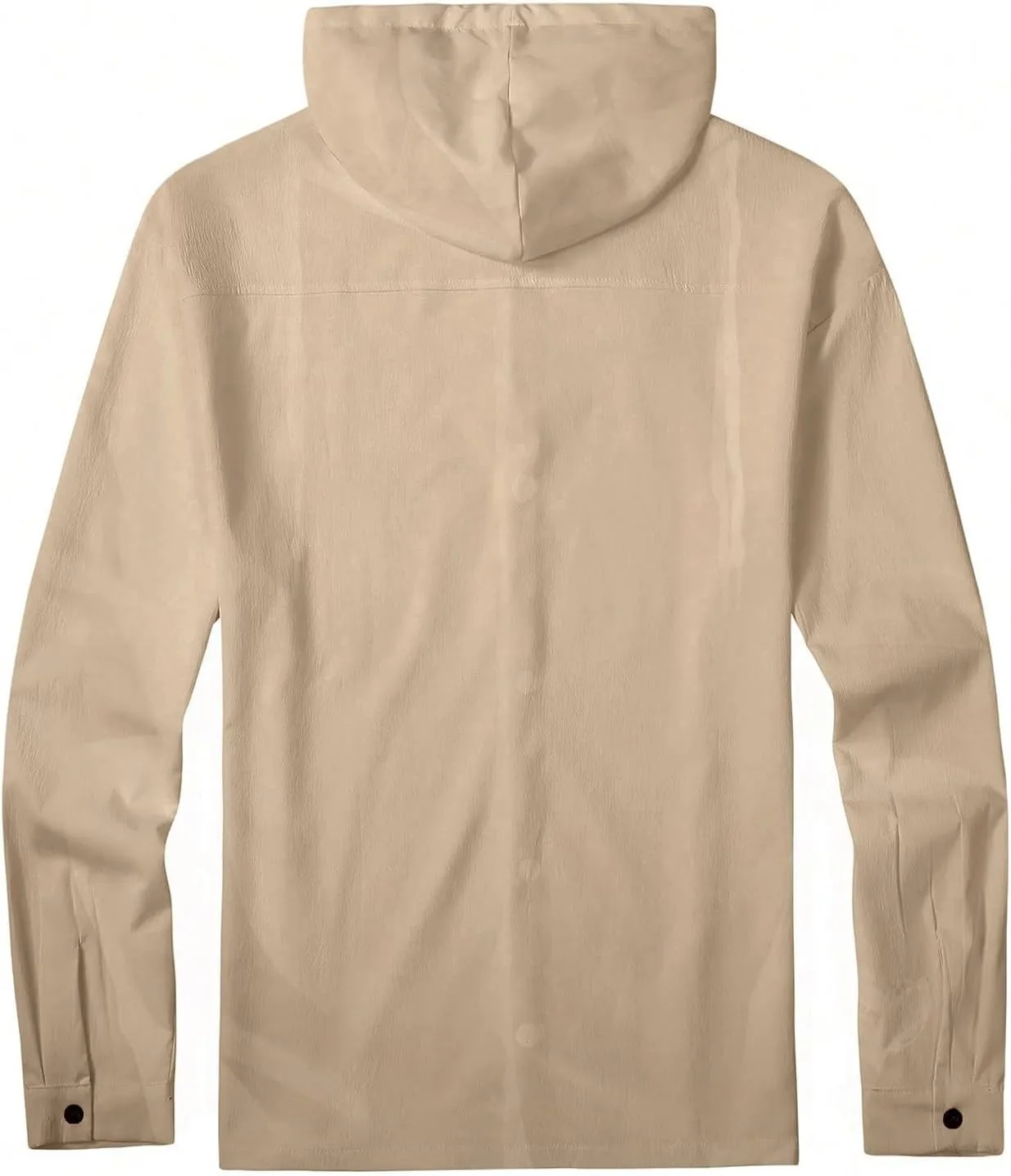 Men's Cotton Linen Shirts with Hood Long Sleeve Lace Up Button Down Shirt Quick Dry Boho Summer Beach Hipster Hoodies