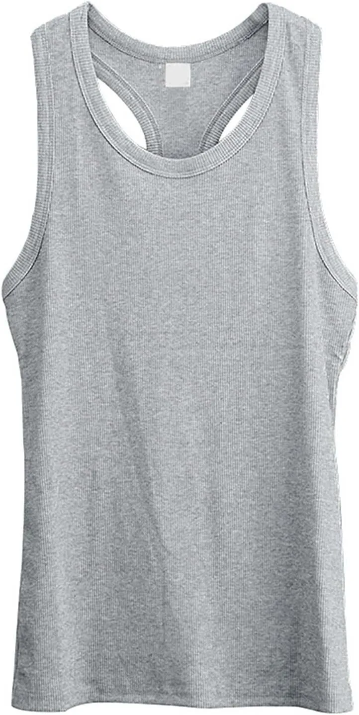 Men's Cotton Tank Tops Athletic Moisture Wicking Muscle Cut Off Shirt Bodybuilding Gym Workout Sleeveless Shirts