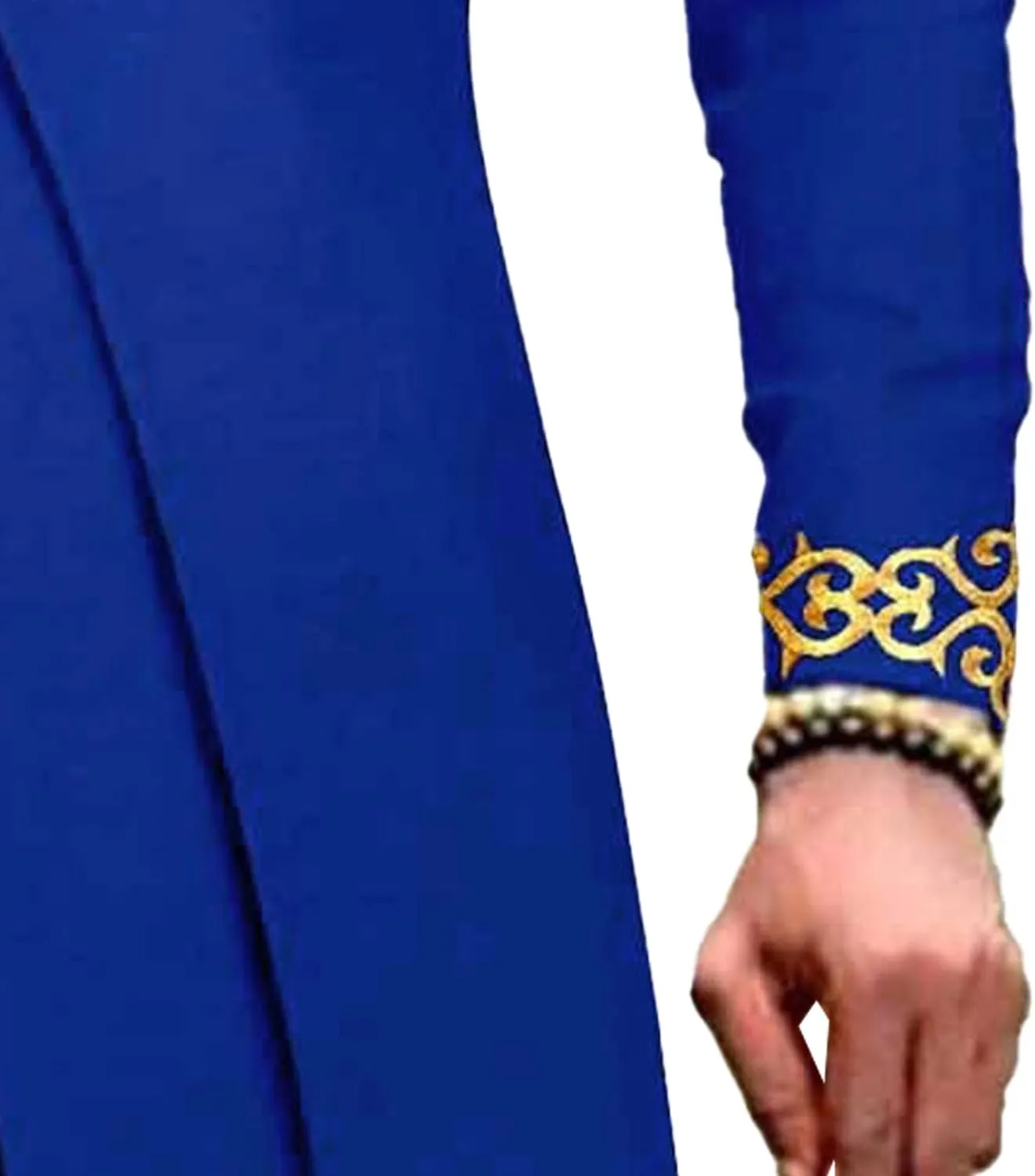 Men's Double Breasted Slim Fit Embroidery Suits African Chain Decorate Ethnic Suits Slim Fit Blazer Pants Outfits