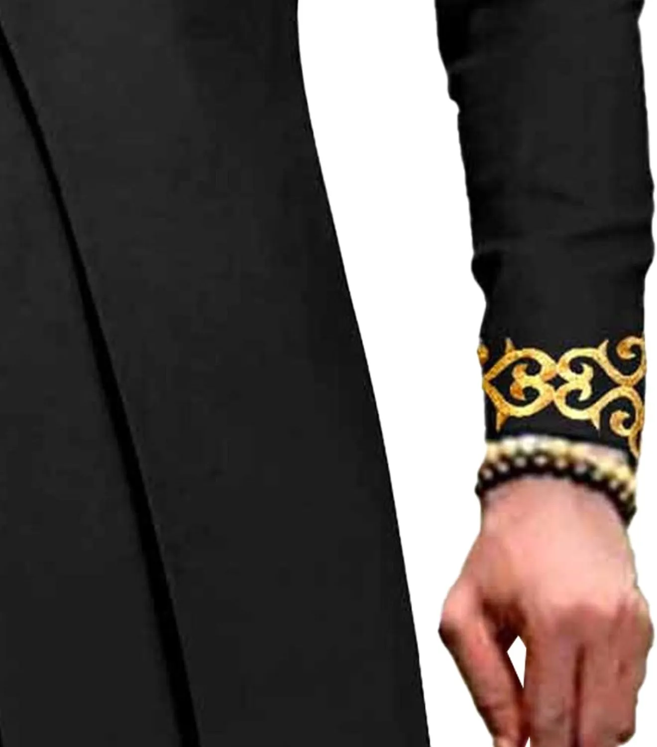 Men's Double Breasted Slim Fit Embroidery Suits African Chain Decorate Ethnic Suits Slim Fit Blazer Pants Outfits