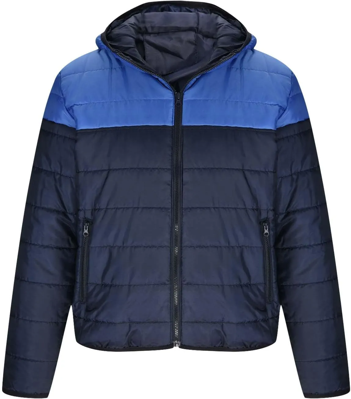 Men's Down Jacket Hooded Packable Down Puffer Jacket Lightweight Water-Resistant Insulated Color Block Down Jackets